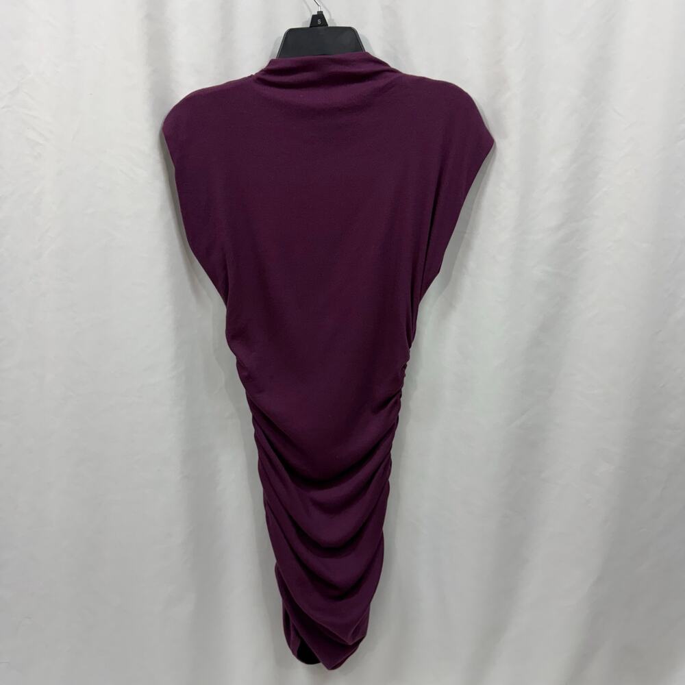 Michael Stars Macy Purple Cotton Blend Mock Neck Ruched Sleeveless Dress Small